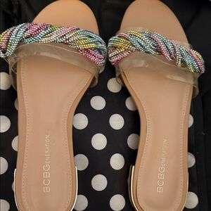 BCBGeneration Women's Colorful Braided Sandals